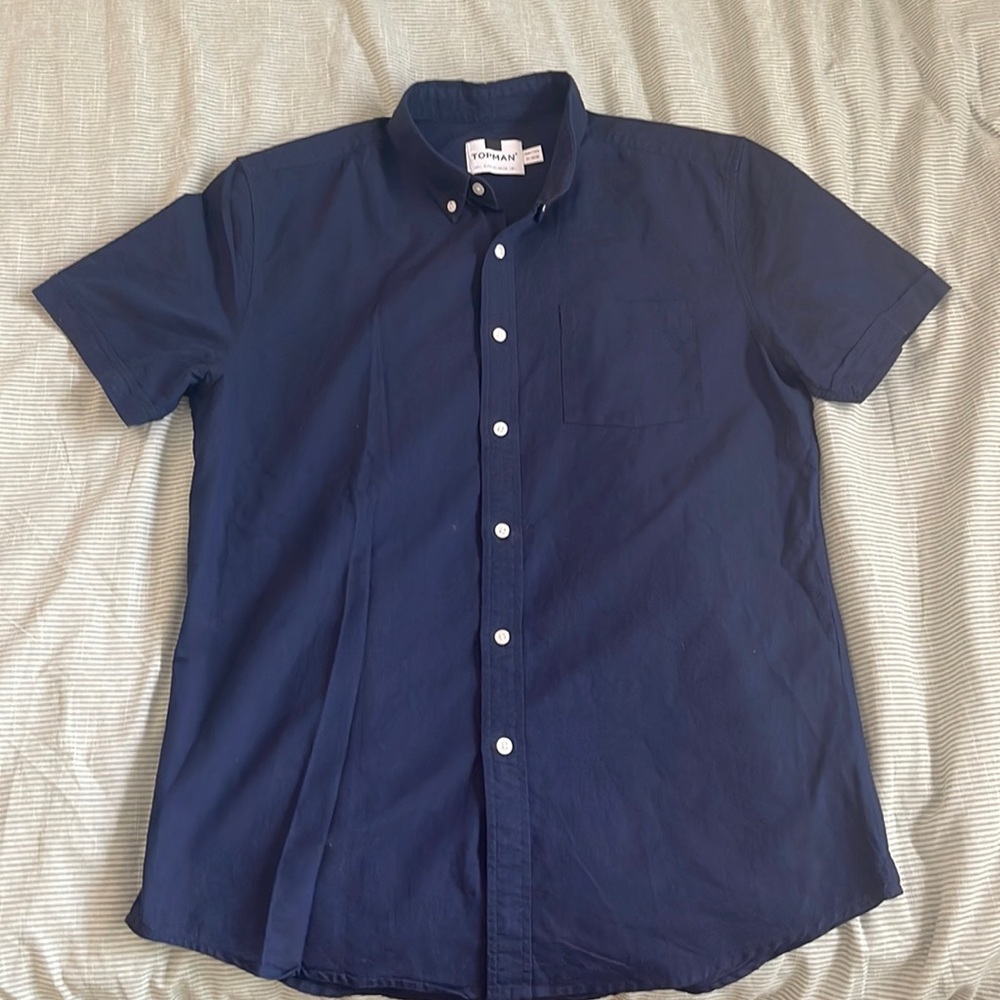 Navy Topman Short Sleeve Button Down Shirt